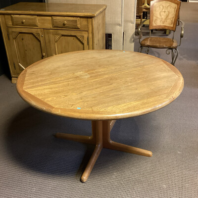 49” Round Light Wood Dining Table 