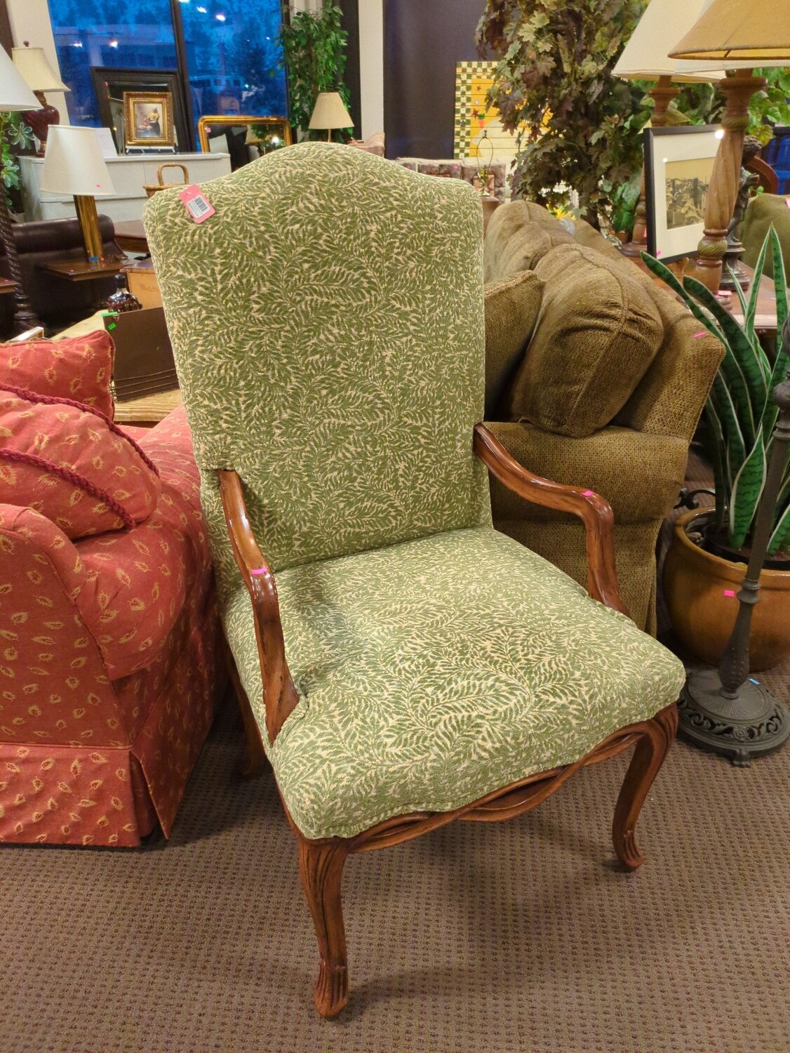 Green Leaf Upholstered Armchair