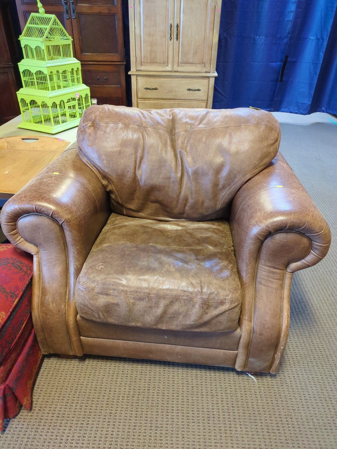 Overstuffed Leather Armchair
