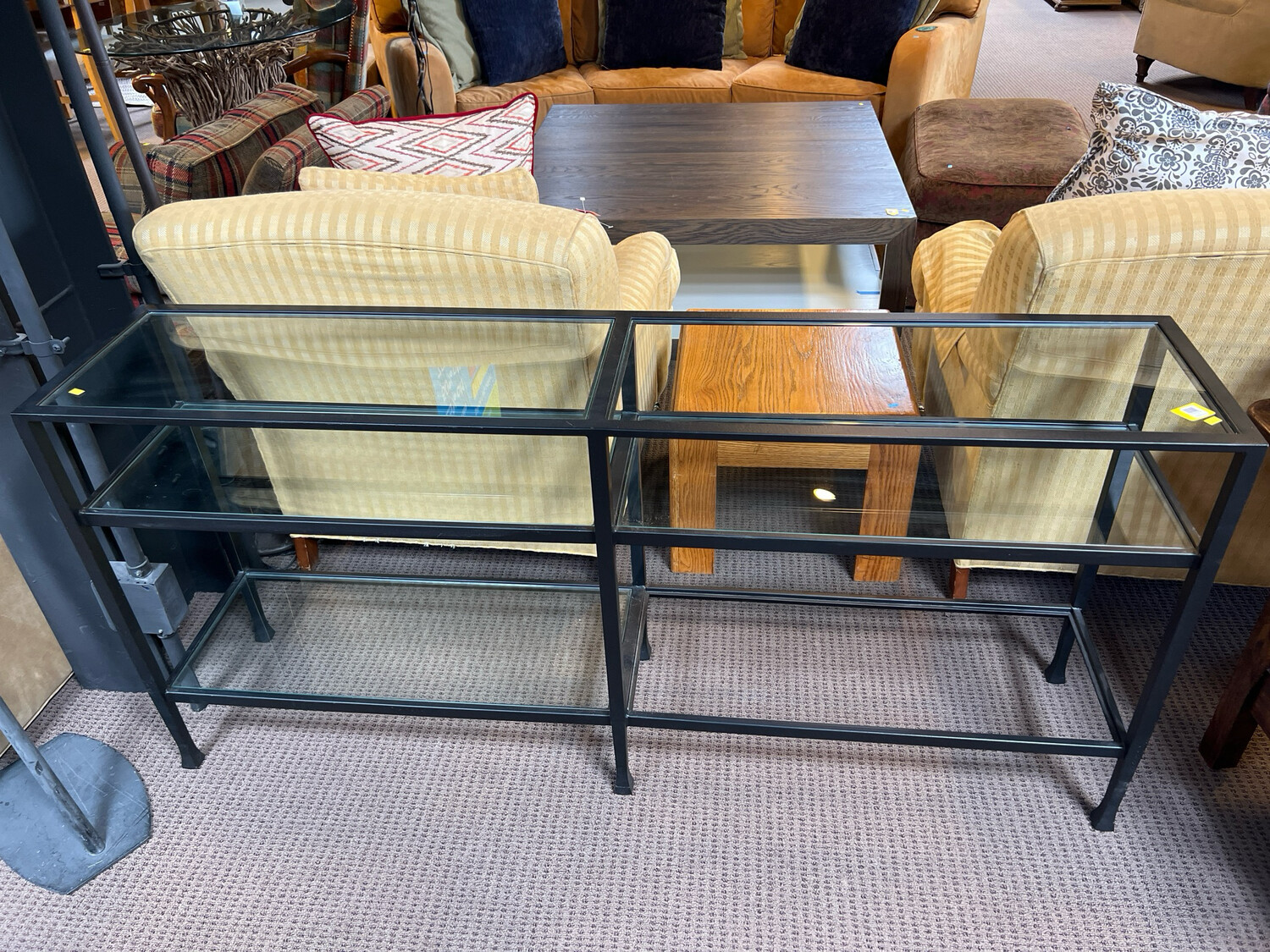 Metal Glass Sofa Table 