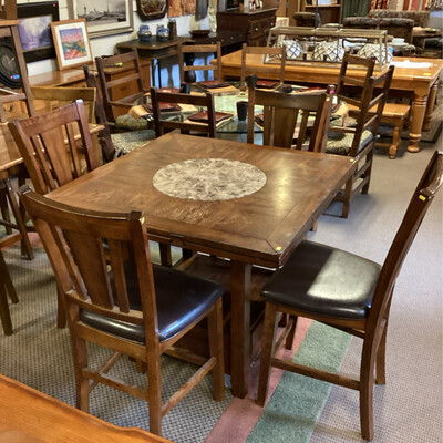 High Top Drop Leaf Dining Table w/Bar Stools