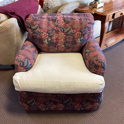 White and Flower Patterned Chair