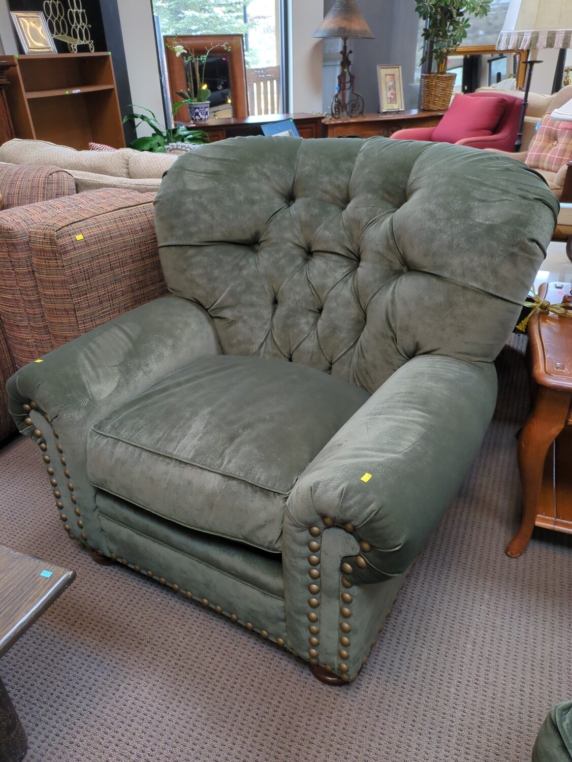 Green Velvet Chair w Ottoman