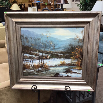 Framed Winter Canvas Oil Painting 