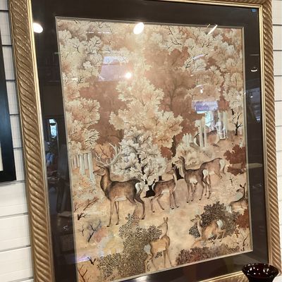 Large Framed Deer Oil painting