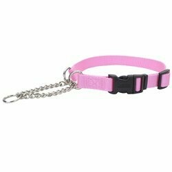 Check Training Adjustable Collar With Buckle Pink Dog 3/8in x 11-15in