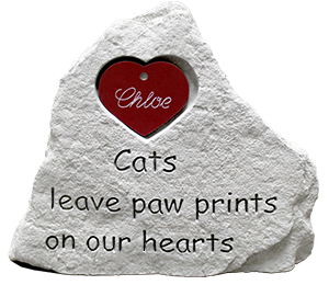 Memorial Stone, Cats Leave Paw Prints, Heart