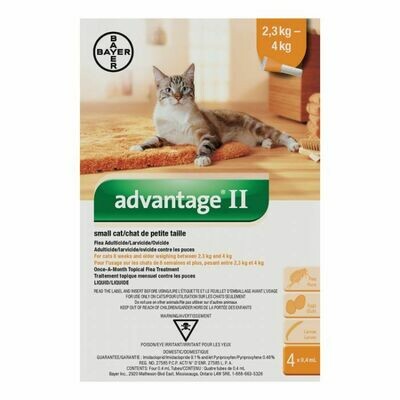 ADVANTAGE II FLEA, SMALL CAT, 2.3-4KG, 6 DOSES