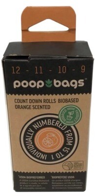 Poop Bags Countdown Rolls Orange Scented, 120 bags 8 roll pack