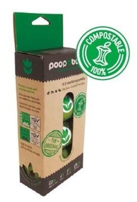 Poop Bags Compostable, 60 Bags, Unscented 4 roll pack