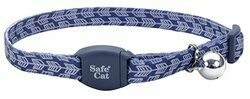 Safe Cat Adjustable Breakaway Cat Collar with Magnetic Buckle Grey Silver Arrows 3/8" x 8-12"