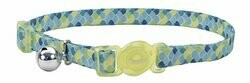 Safe Cat Fashion Adjustable Breakaway Cat Collar Lime Teal Scales 3/8" x 8-12"