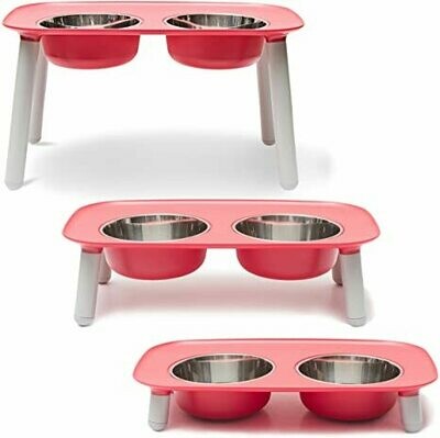 Messy Mutts Elevated Double Feeder With Bowls Watermelon