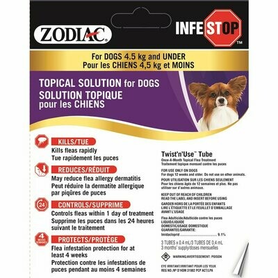 Zodiac Infestop Topical Flea Adulticide For Dogs Under 4.5Kg