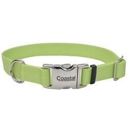 Coastal Adj Nylon Collar w Titan Metal Buckle Lime 1&quot; X 18-26&quot;