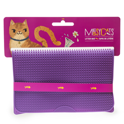 Messy Cats Silicone Litter Mat with Graduated Spikes 18" x 14", Purple