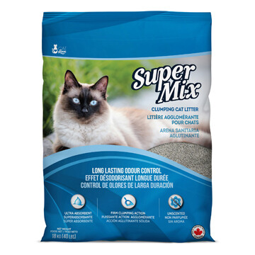 Super Mix Unscented Clumping Cat Litter, 18.1 Kg (40 Lbs) Bag