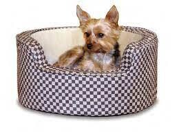 K&amp;H Round Comfy Sleeper, Tan/Brown Squares 18&quot;