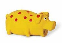 Bud-Z Latex Spotted Pig Squeaker Yellow Dog 8in