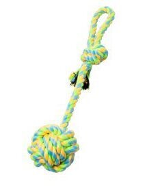 Bud-Z Rope Monkey Fist with Stem and Loop Green Yellow Dog 1X1PC 15in
