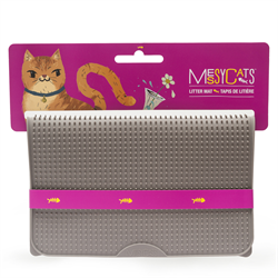 Messy Cats Silicone Litter Mat with Graduated Spikes 18" x 14", Grey