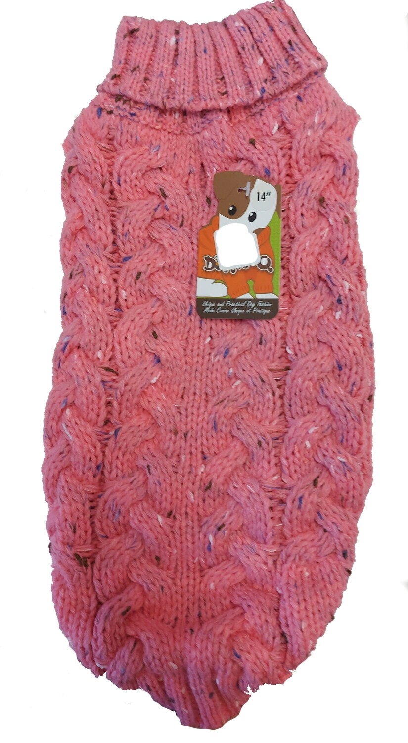 Doggie-Q Double Knit Multi Pink Sweater, 14&quot;