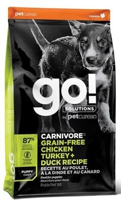 Go! Carnivore Grain Free Chicken Turkey Duck Puppy Dog 12lb