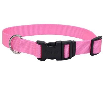 Coastal Adjustable Nylon Collar with Tuff Buckle Pink Bright Dog 1x18-26in