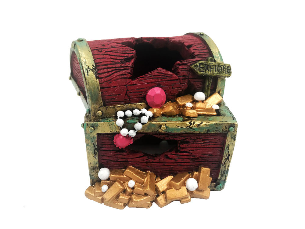 AQUA-FIT Polyresin Red Treasure Box 4.5x4x4&quot;