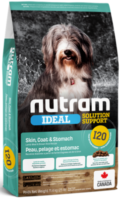 Nutram Dog Ideal Solution Support I20 Sensitive Skin, Coat & Stomach Dog, 11.4KG