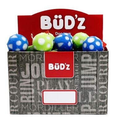 Bud'Z Rubber Toy Display - Small Full Balls, Lime Green and Blue