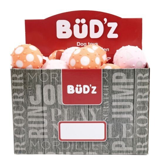 Bud&#39;Z Rubber Toy Display - Large Full Balls, Coral and Pink
