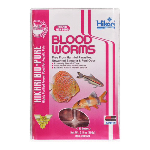 Hikari Bio-Pure Frozen Blood Worms - Cubes - 3.5 oz