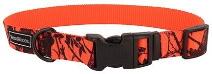 Water And Woods Blaze Adjustable Patterned Dog Collar Orange Tree Dog 1inx14-20in 1pc