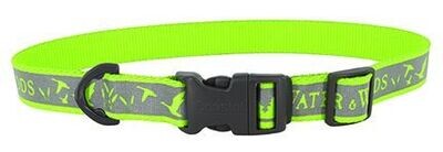 Water And Woods Adjustable Reflective Dog Collar Lime Dog 1inx18-26in 1pc