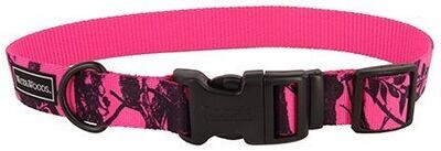 Water And Woods Blaze Adjustable Patterned Dog Collar Neon Pink Tree Dog 1inx18-26in 1pc
