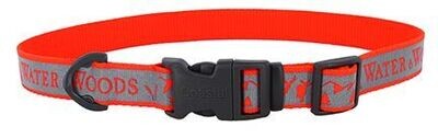 Water And Woods Adjustable Reflective Dog Collar Orange Dog 1inx18-26in 1pc