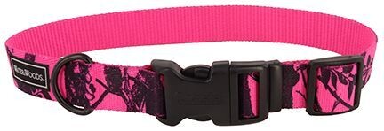 Water And Woods Blaze Adjustable Patterned Dog Collar Neon Pink Tree Dog 1inx14-20in 1pc