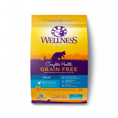 WELLNESS COMPLETE HEALTH GRAIN FREE DEBONED CHICKEN & CHICKEN MEAL ADULT DRY CAT FOOD 11 LB 8 OZ