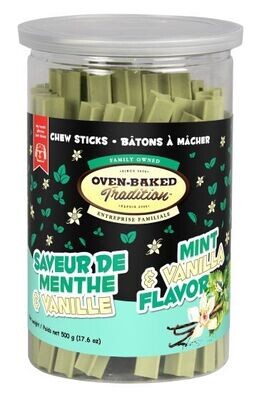 Oven-Baked Tradition Mint and Vanilla Flavour Chew Sticks Dog 500g