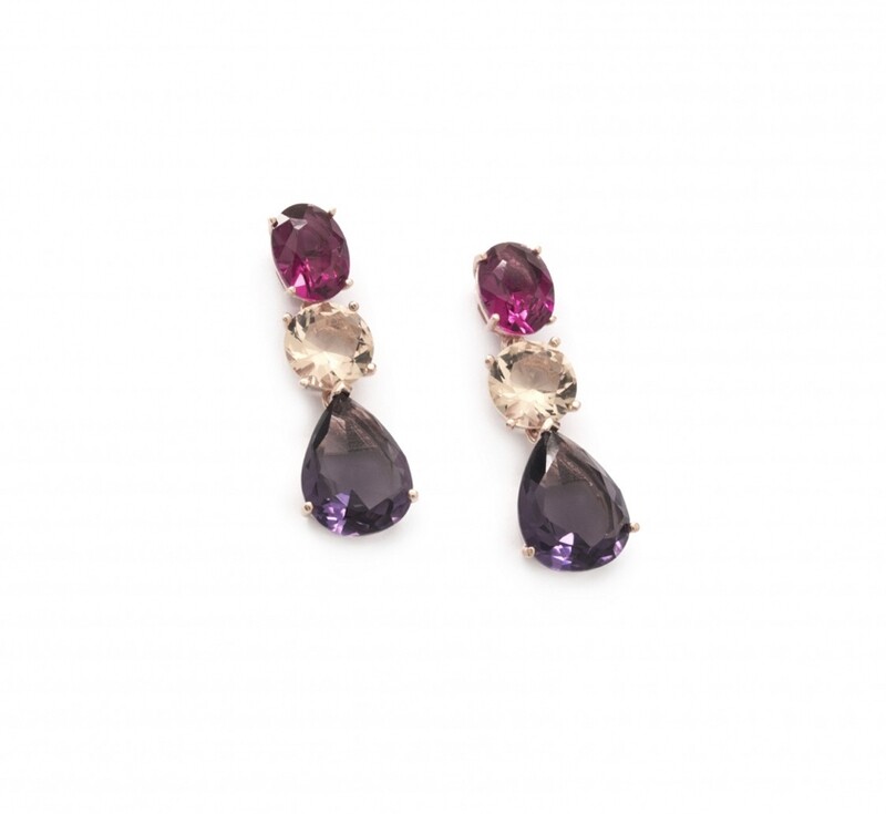 Pendiente Plata y Cristales Pendiente Plata y Cristales