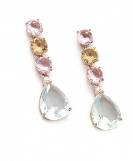 Pendiente Plata Cristales