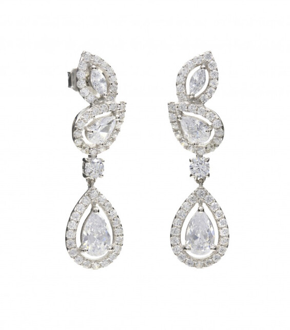 Pendiente Plata Circonitas y Cuarzos Pendiente Plata Circonitas y Cuarzos