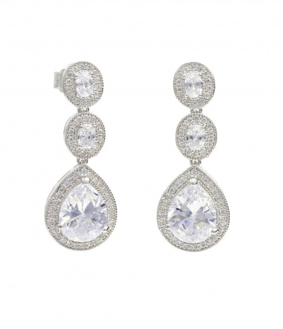 Pendiente Plata Circonitas y Cuarzos Pendiente Plata Circonitas y Cuarzos