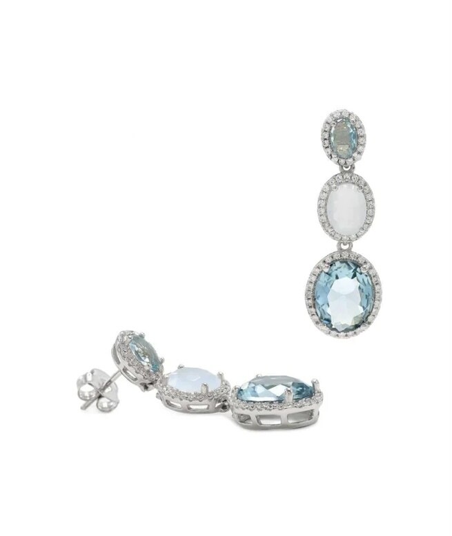 Pendientes Largos Piedras Plata