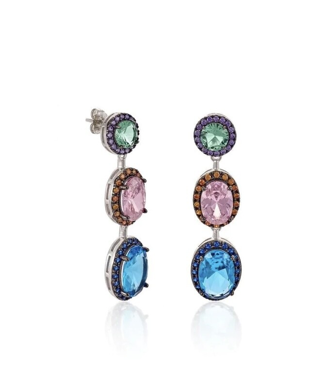 Pendientes Largos Cuarzos Colores