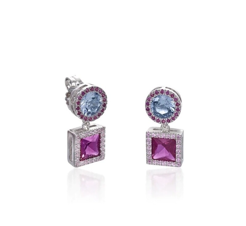 Conjunto plata con piedras antracita y circonitas