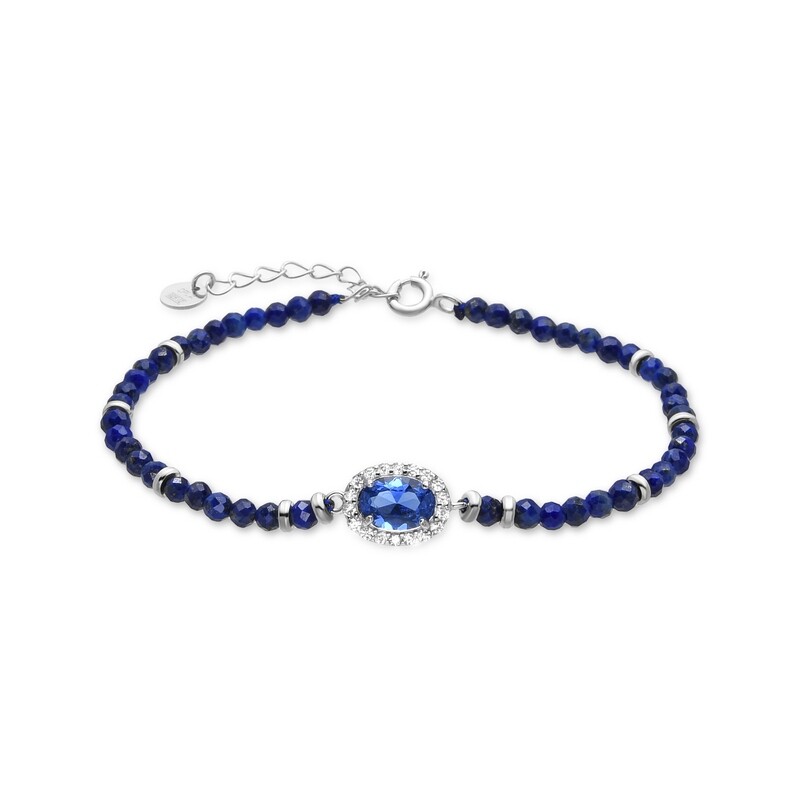 Pulsera Plata Bolas / Piedras azules