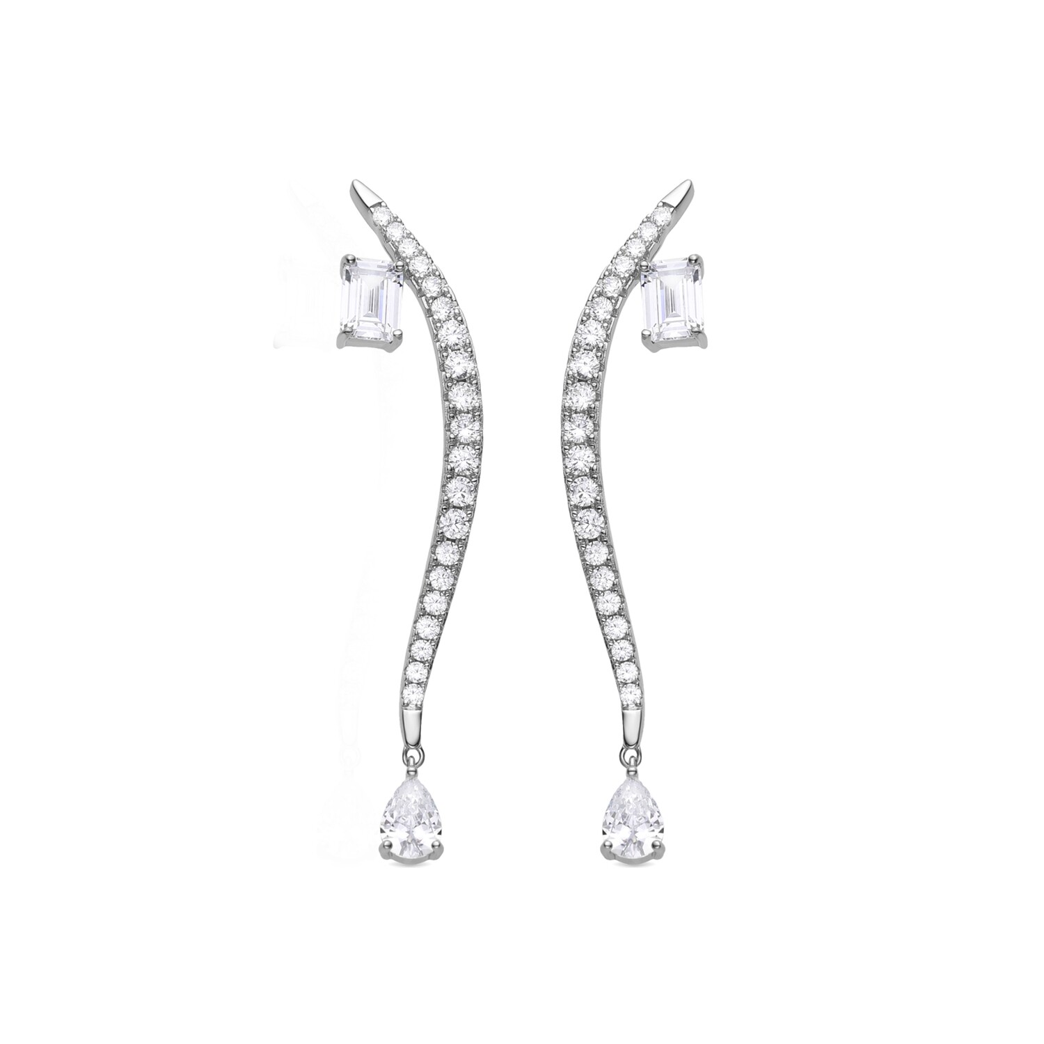 Pendientes Largos Plata Circonitas