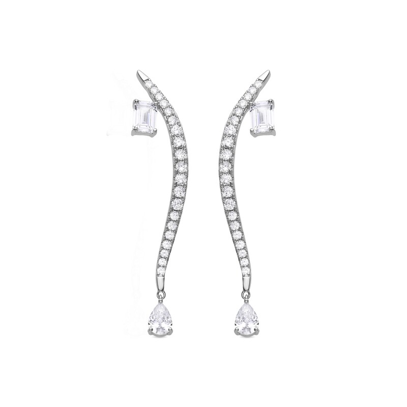 Pendientes Largos Plata Circonitas